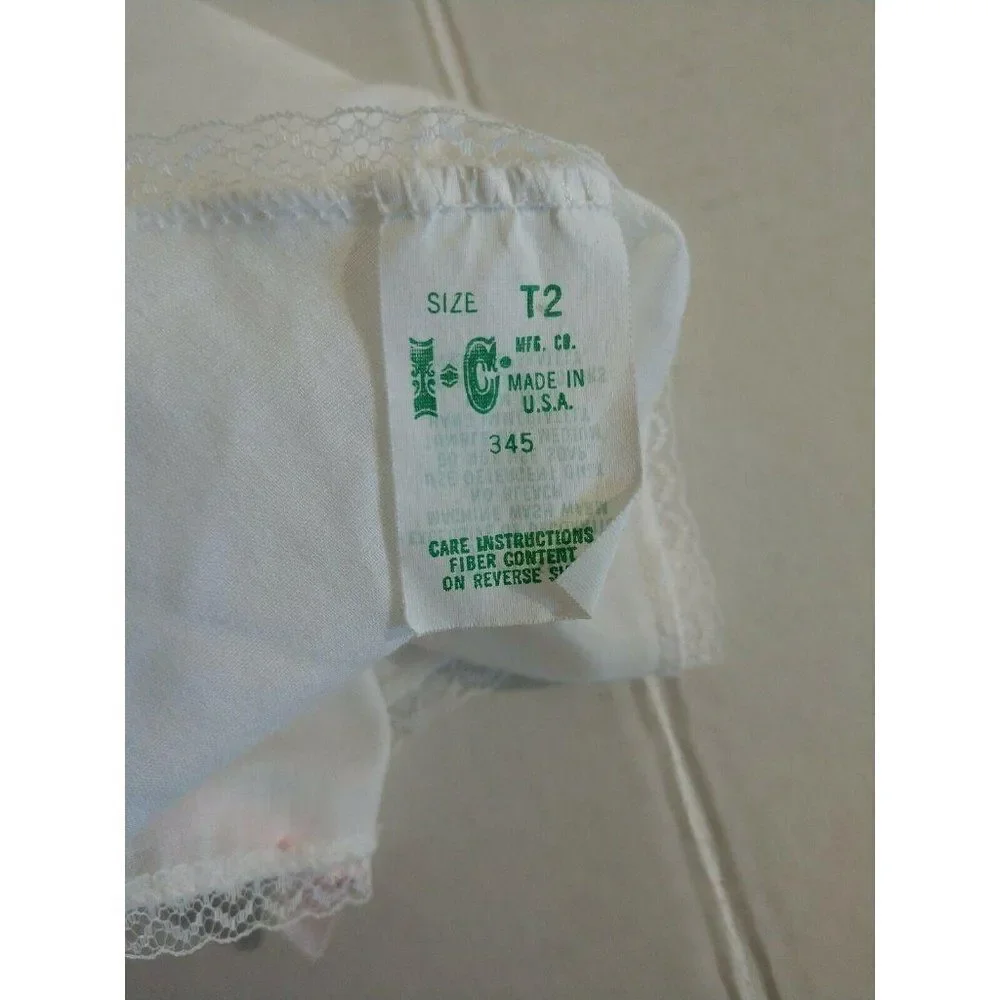 Vintage Girls Undershirt 2T White Pink Lace slip